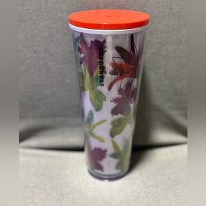 Starbucks Spring 2022 White Floral Cold Cup Venti Tumbler with Red Lid
